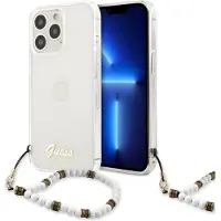 GUESS GUHCP13LKPSWH iPhone 13 Pro / 13 6,1" Transparent Hardcase White Pearl