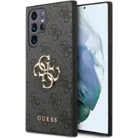 GUESS GUHCS22L4GMGGR S908 S22 Ultra grå hardcase 4G med stort metal-logo
