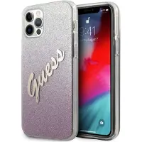 GUESS GUHCP12MPCUGLSPI iPhone 12/12 Pro 6,1" pink/pink hardcase Glitter Gradient Script