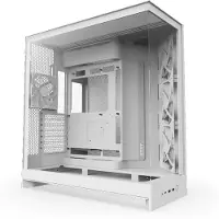 NZXT H9 Flow - Mid tower - udvidet ATX - sidepanel med vindue (hærdet glas) - ingen strømforsyning (ATX) - hvid - USB/Lyd