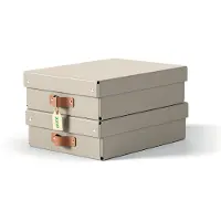 Leitz Puro opbevaringsboks med låg, medium, lav, 8 L, 100 % recirkuleret karton, pakke med 2 stk, beige