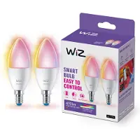 WiZ Connected Full Color C37 E14 Smart Kertepære 2-pakke - RGB/16 millioner farver + dæmpbart hvidt LED-lys