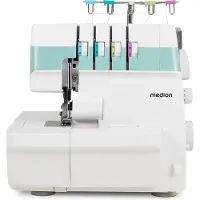 Medion MD 19169, Hvid, Overlock symaskine, Overlock, Syning, 4 trin, 4 mm, Knapper, Dreje