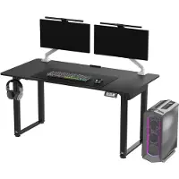 Ultradesk Uplift, Lige, Rektangulær form, Stål, Spil, Sort, Sort