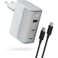Cuktech AD1003EU 100W GaN 2x USB-C + USB-A Wall Charger with Cable - White