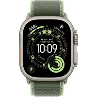 Apple - Løkke for smart watch - 49 mm, naturlig titanfinish - M/L størrelse - grøn/neon - for Watch Hermès Series 9, SE 3, Series 10, Series 11, Series 8, Series 9, Ultra 2, Ultra 3