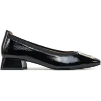 Caprice Pumps, black, made of Leather with Trapeze heel, Size 36