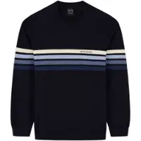 Armani Exchange A|X Armani Exchangetil mænd. XM002424AF11960MB571 Stribet marineblå striktrøje (XL), Casual, Bomuld