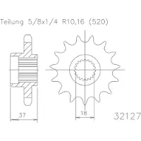 Esjot 32127 520 Standard Forreste Tandhjul