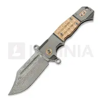 Andre de Villiers Badlands 2 Damascus foldekniv, Copper Frag