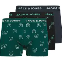 Jack & Jones Boksershorts 'JACDENIM DOG' navy / mørkegrøn / sort / hvid