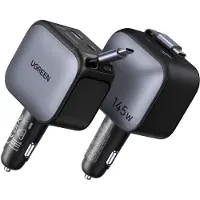 UGREEN 145 W Fast Car Charger with Retractable Cable