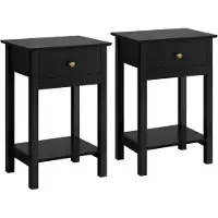 24hShop Sengeborde 2 stk. med skuffe og hylde 40×30×61 cm / natborde / sideborde med metalramme
