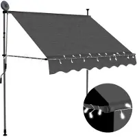vidaXL markise m. LED-lys manuel betjening 100 cm antracitgrå