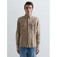 Replay Replaytil mænd. M4147.000.81388B Beige Regular Fit hørskjorte (M), Casual, Linned, Lange ærmer