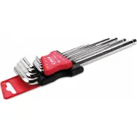 Cimco 110604, L-formet unbrakonøgle, Metric, 9 stk, Krom-vanadium-stål, Kromatering, 1.5,2,2.5,3,4,5,6,8,10 mm