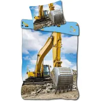 Licens Yellow Excavator 100 X 140 Cm Sengetøj Til Vugge