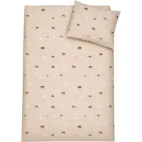 By Mats Bondegårdsmotiv sengetøj - 100% bomuld - Junior sengetøj 100x140 cm - Beige med bondegårdsmotiver