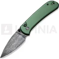 CIVIVI Qubit, Green Aluminium, Black Hand Rubbed Damascus