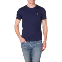 Ralph Lauren Polo Ralph Laurentil mænd. 710740727003 Tilpasset Slim Fit marineblå bomuldst-shirt (M), Casual, Korte ærmer
