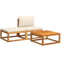 vidaXL Havesofasæt I 3 Dele Med Hynder I Træ Og Rattan - Beige og cremefarvet