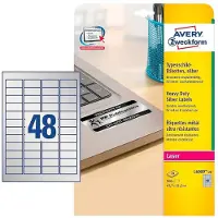 Avery Etiketter 45,7x21,2 mm, sølv, holdbare - (20 ark x 48 stk.)