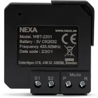 Nexa WBT-2201 indbygget skifterbatteri tænd/sluk/dæmper 2 kanaler 7330545146295 Modsvarer: N/A