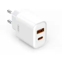 XO CE12 20W hurtig vægoplader - USB-A, USB-C - Hvid