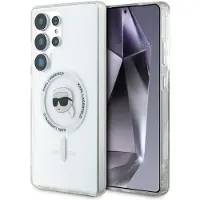 Karl Lagerfeld Etui Button Karl Head Printed Logo MagSafe Samsung Galaxy S25 Ultra white