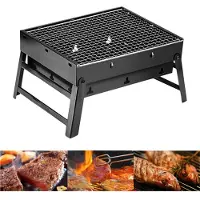 24hShop Sammenklappelig grill 36 × 27 cm / bærbar minigrill / kulgrill med bærehåndtag / camping- og picnicgrill