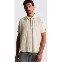 Cast iron Skjorte 'Shirt with short sleeves in cotton/linen twill' grå