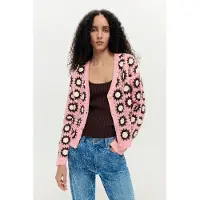 Desigual Cardigan mørkebrun / gammelrosa / hvid