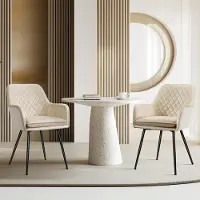 24hShop Spisebordsstole med armlæn, 2 stk / polstrede stole / køkkenstole med metalben – Beige