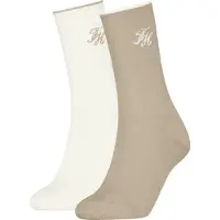 Tommy Hilfiger Strømper - 2-pak - Hvid/Sand m. Glimmer - - 39/42 - Strømper