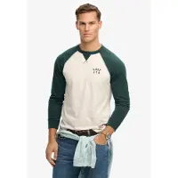 Superdry Superdrytil mænd. M6010915A Vintage Athletic Baseball T-shirt grøn (XL), Casual, Bomuld, Lange ærmer