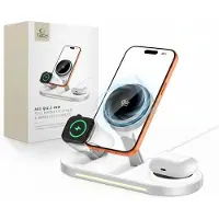 Tech-Protect A51 ArcticBoost 3-i-1 MagSafe-oplader med aktiv køling - 25W Qi 2.2 - hvid