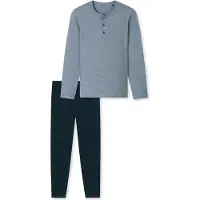 Schiesser Pyjamas lang 'Essentials' natblå / dueblå
