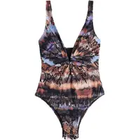 Next Badedragt camel / brun / violetblå / sort