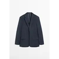 Massimo Dutti - Male - Habitjakke I Kold Uld - Marineblå - 50
