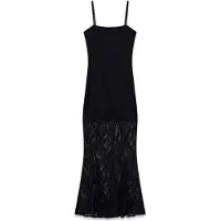 GUESS Guesstil kvinder. W6YK12K4359 Evelyn lang kjole med blonde sort (M), Casual, Party, Polyester, Uden ærmer/stropper