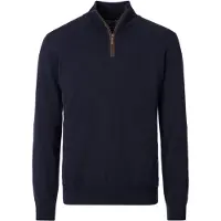 Casamoda Halvzip-trøje Solid Navy Blå Mørkeblå måle