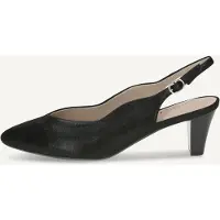 Caprice sling pumps, black, made of Leather with Funnel heel, Size 36