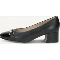 Caprice Pumps, black, made of Leather and textile with Trapeze heel, Size 38