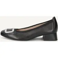 Caprice Pumps, black, made of Leather with Trapeze heel, Size 37.5