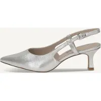 Caprice sling pumps, silver, made of Leather with Queenie, Size 40.5