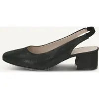 Caprice sling pumps, black, made of Leather with Trapeze heel, Size 40