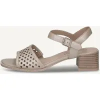 Caprice Heeled sandal, grey, made of Leather with Trapeze heel, Size 40