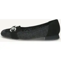 Caprice Slipper, black, made of Leather and synthetic with Trapeze heel, Size 37