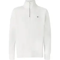 Gant Ganttil mænd. 2008005 Off-White Shield Half-Zip trøje (XXL), Hvid, Casual, Bomuld