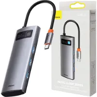 Baseus WKWG020013, Ledningsført, USB 3.2 Gen 1 (3.1 Gen 1) Type-C, 100 W, Grå, 30 Hz, Aluminium